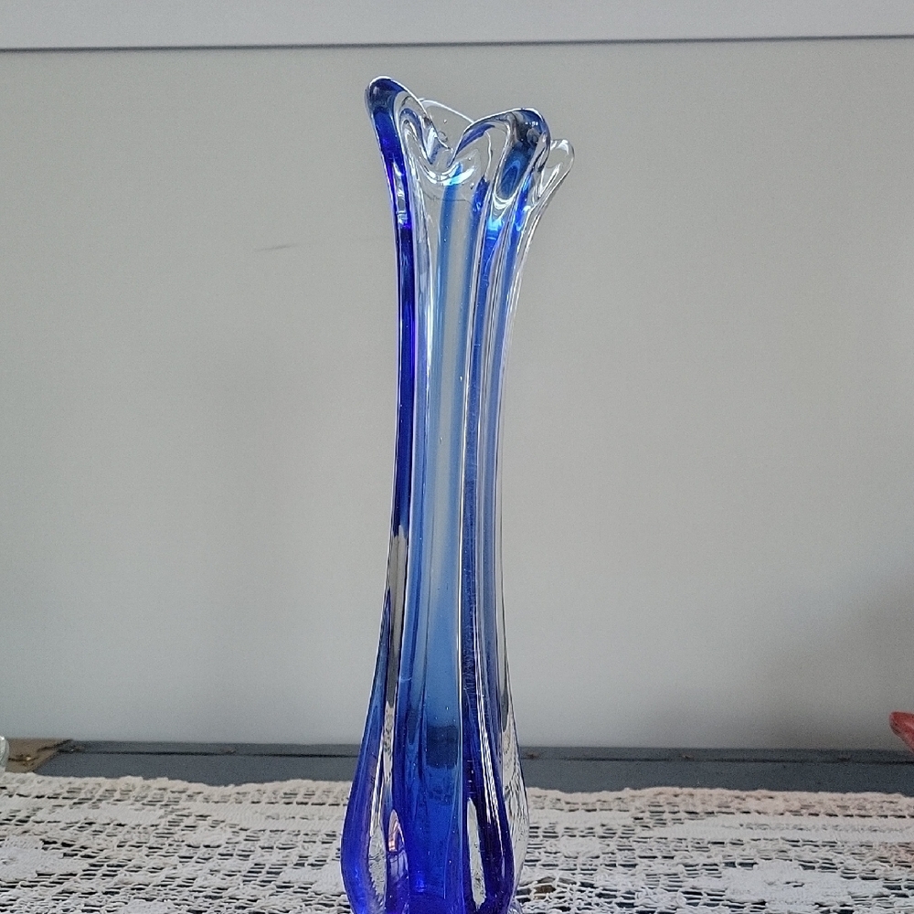 Blue Swung Glass Vase